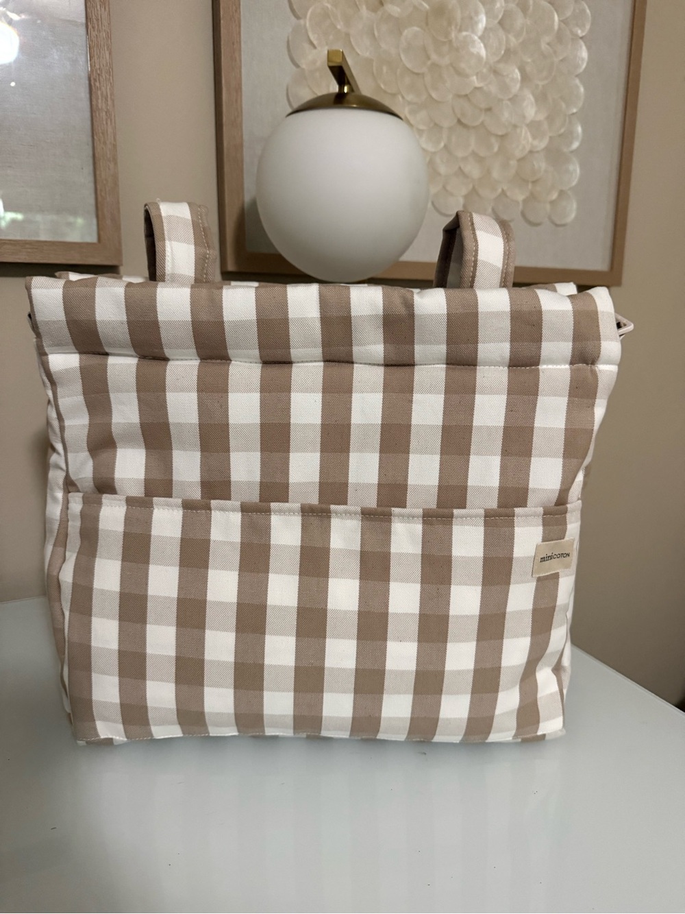 Minicoton Icon Diaper Bag- Beige and White